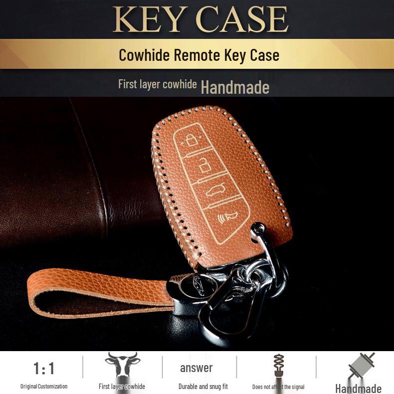 Hyundai Key Protection Leather Cover for Santa Fe, Genesis, Azera, Veloster, Launs Coupe