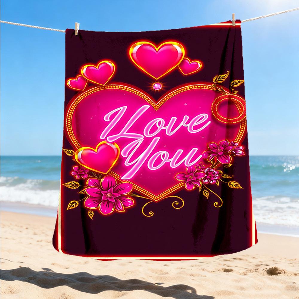 1pc Love You Card Outdoor Flannel Blanket , Machine Washable Perfect Gift for Birthday , Holiday Travel Accessory , Durable Material