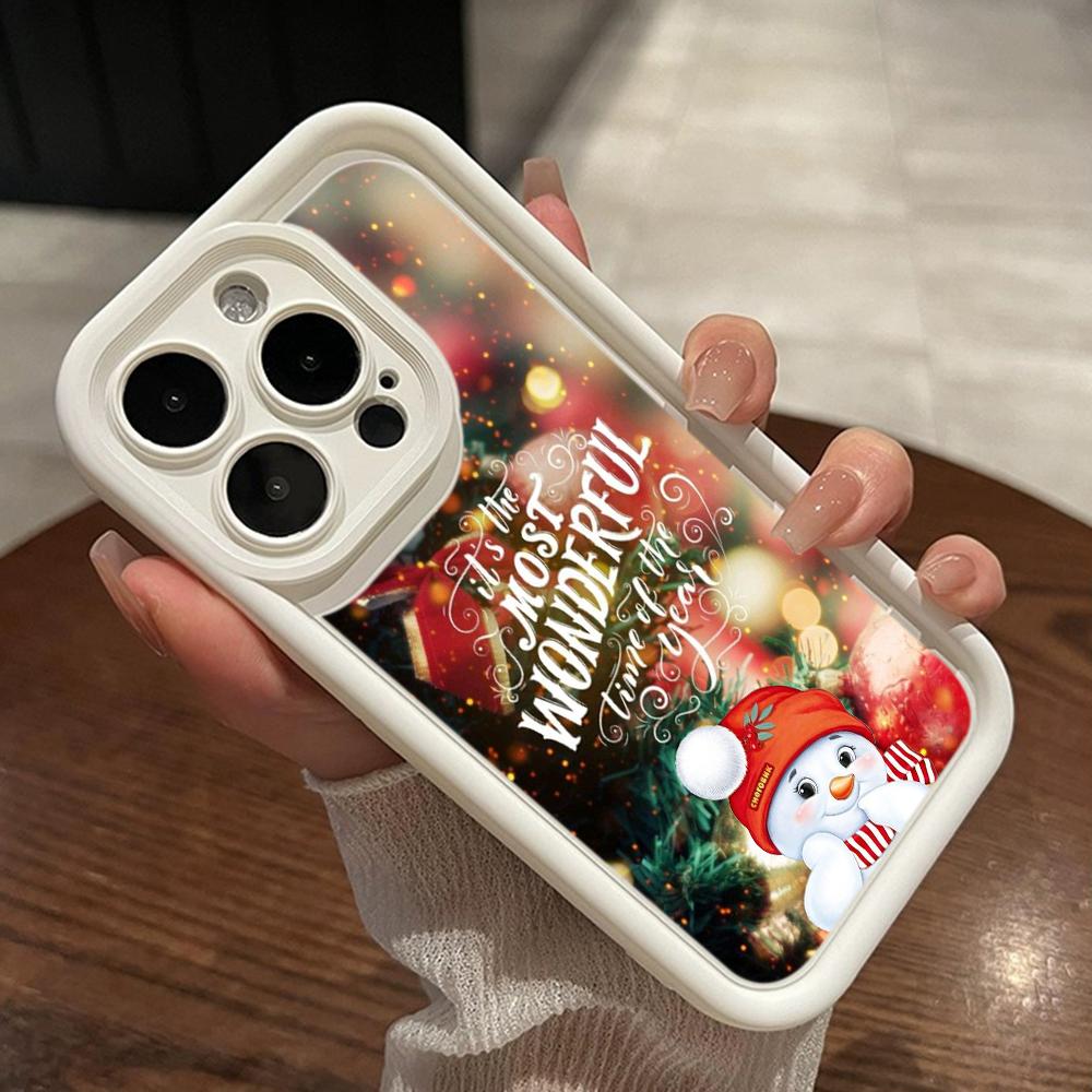 Ae121 Merry Christmas Santa design art Phone Cases for iPhone 16 14 13 11 Pro Max 15 7 8 6 Plus 12 mini XR XS Max SE Angel Eye Ladder Protective Cover