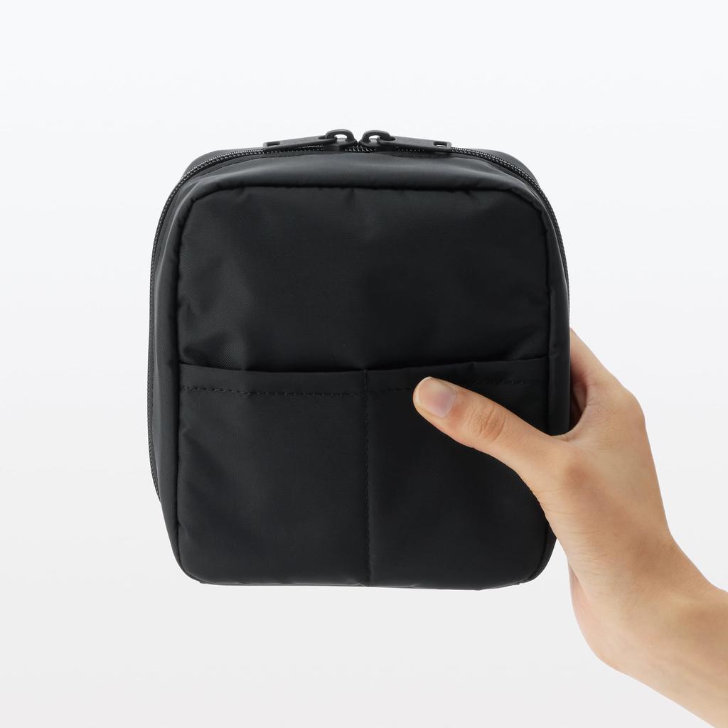 MUJI Nylon Makeup 16 x 14 x 6 83458270 Pouch, Black, Approx. cm,