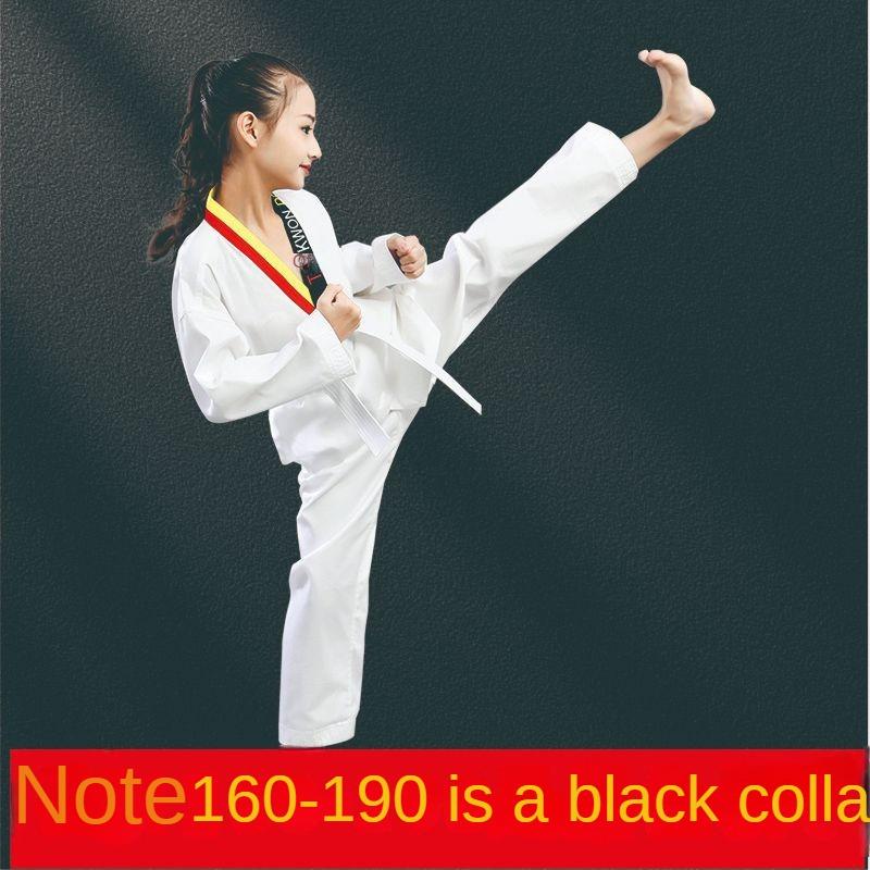 New Pattern Men's and Women's Taekwondo Clothing Long Sleeves Pure Cotton Taekwondo Clothing Training Clothing Wear-resistant