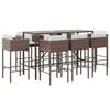 VidaXL Ensemble de bar de jardin 9 pcs avec coussins marron poly rotin, ensemble de table de bar, table et chaise de bar, 3200650