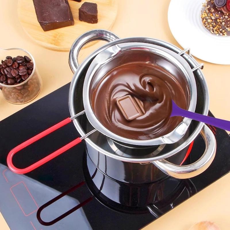 304 Stainless Steel Melting Pots 480ml Double Spout Nonslip Handle For Chocolate Caramels Butter Kitchen Tool