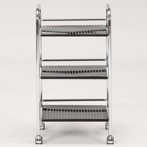 Fuji Boeki Kitchen Cart, 3-Tier, 40cm Wide X 32cm Deep X 74.5cm High, Black, Steel, with Casters, Assembly Required, 93396