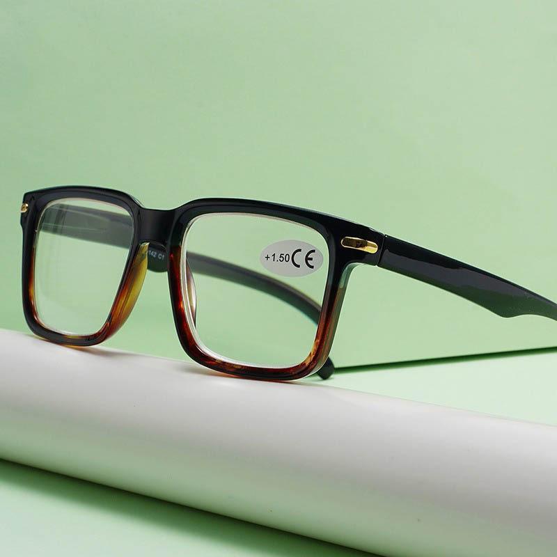 

B24009 Унісекс Квадратні Окуляри для Читання з Модним Дизайном Цвяхів та Антиковзкими Завушниками з Канавками +2.50 Reading