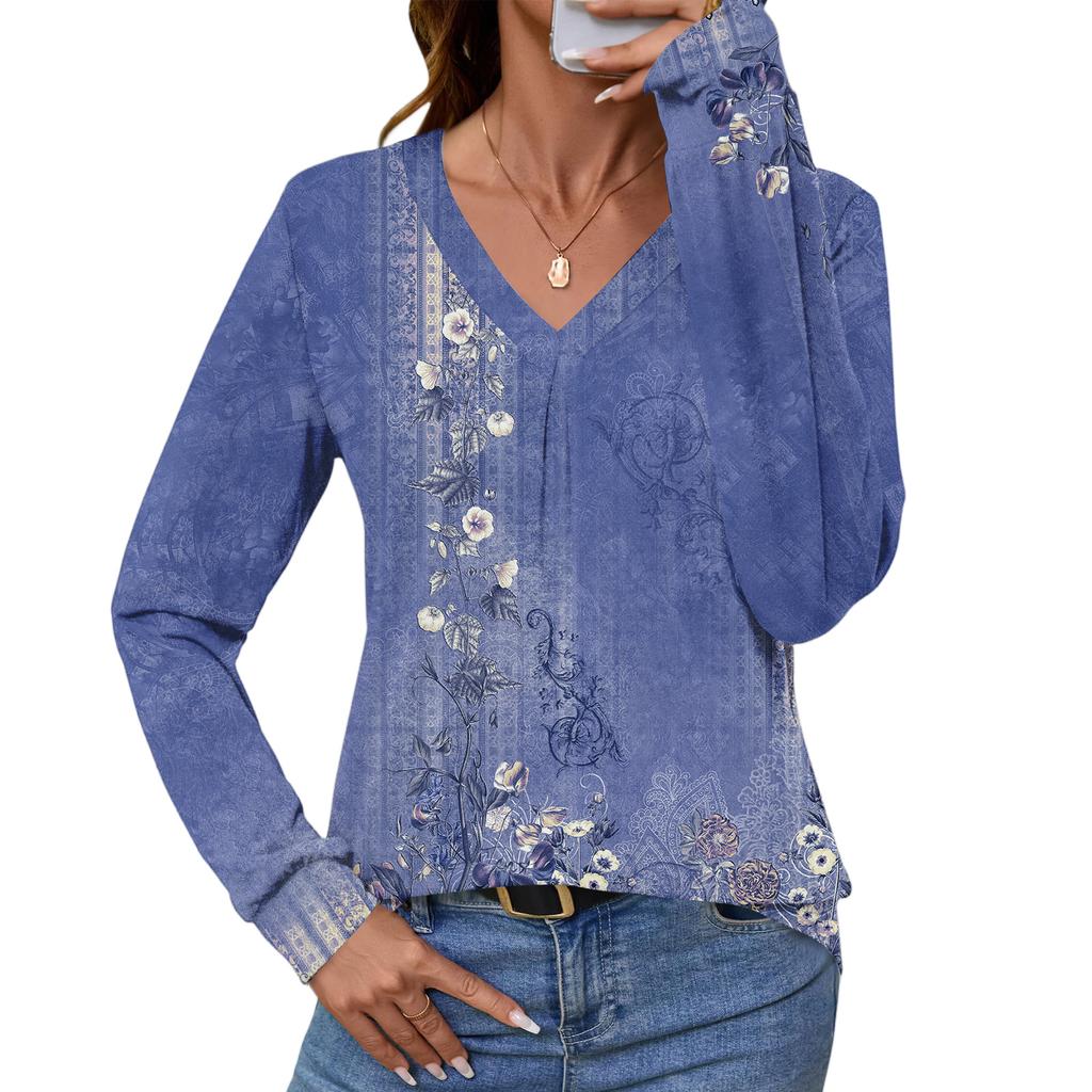 Women Long Sleeve Tops Dressy Casual V Neck Tshirts Basics Tee Vacation Fall Fashion Clothes