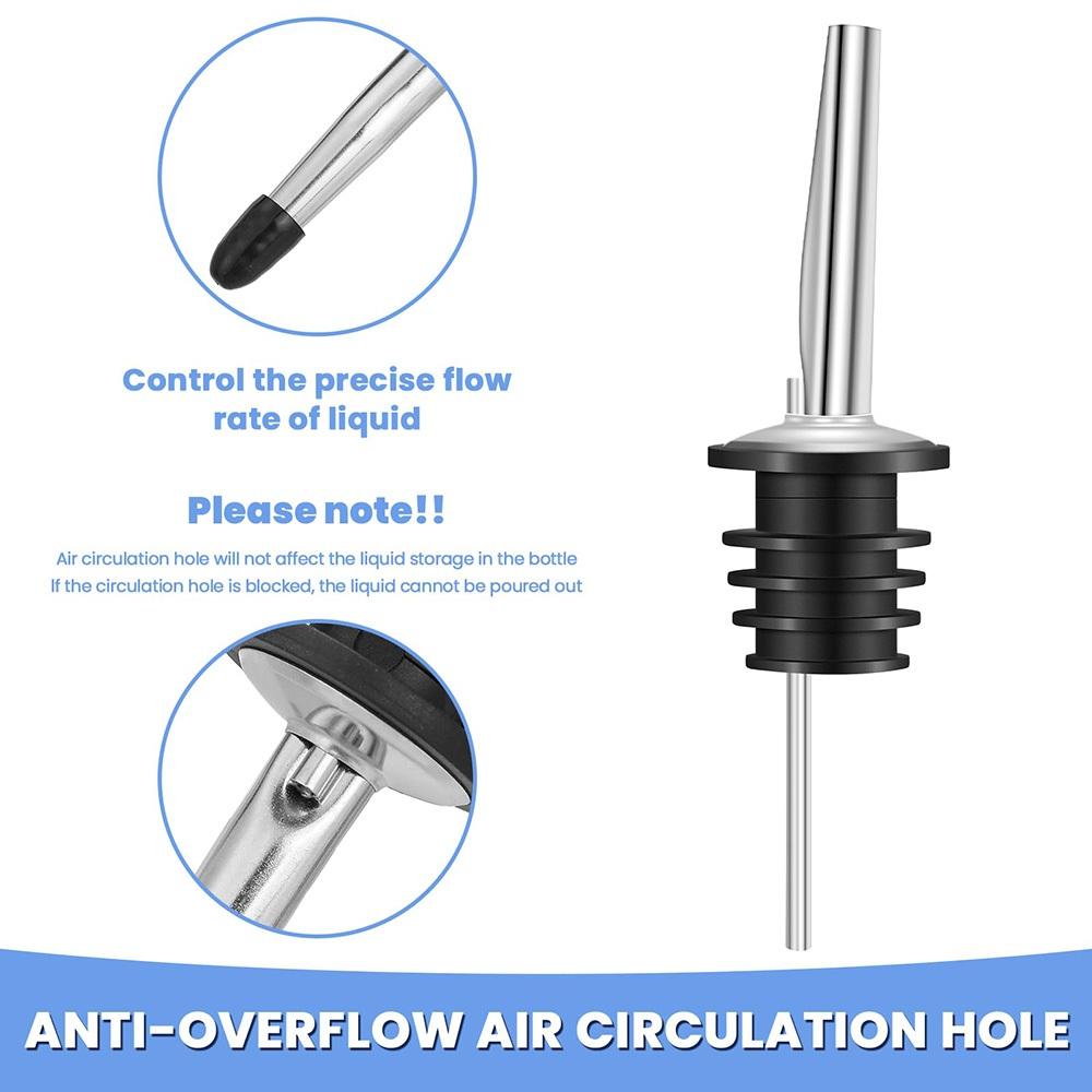 12 Pack Wine Bottle Pourers, Stainless Steel Liquor Pour Spouts Tapered Spout - Liquor Pourers with Rubber Dust Caps