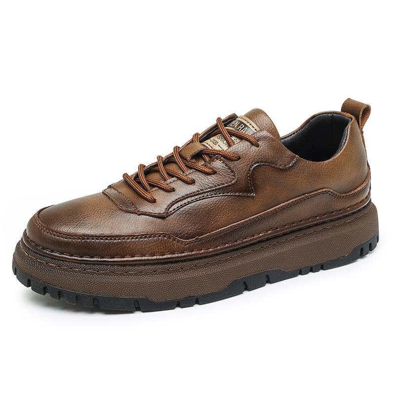 FashionGenuine Leather Elastic Male Oxford Shoes Comfortable Outdoor Sneakers Handmade Leather Men Casual Shoes Non-Slip Walking Shoes