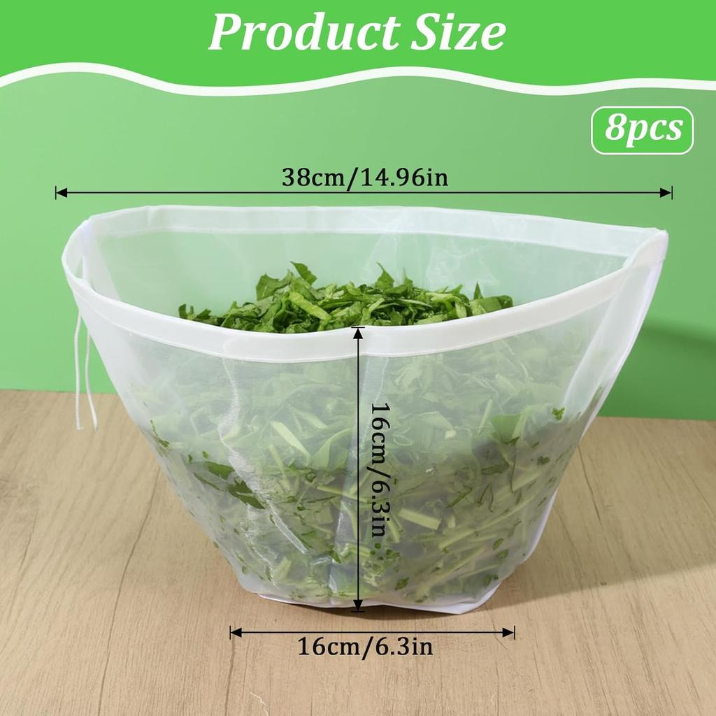 8 PCS Cheese Cloth Bag for Straining, Bowl-shaped Nylon Mesh Strainer Bag, Nut Milk Yogurt Strainer, Reble Fine Mesh Cheesecloth for Straining