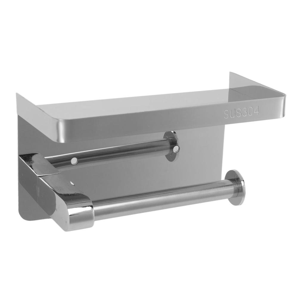 Toilet Paper Holder with Shelf Stainless Steel Minimalist Style Wall Mounted Waterproof Toilet