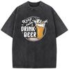 Keep Calm Drink Beer Printed Men's T-Shirt Men Women Casual Fashion Oversized T-shirt 90s Vintage Washed old T-shirt