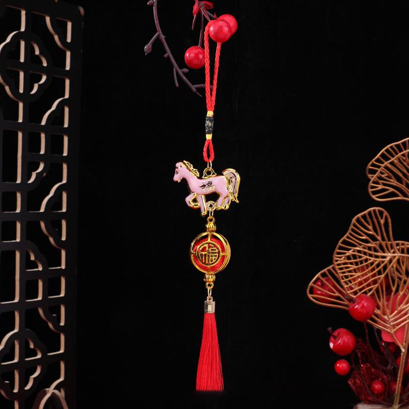 1/6 Pcs 2026 Year Of The Horse Wall Hanging Ornament Green Plant Potted Pendant Lucky New Year Decor Home Car Accessories