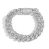Fashion Hip Hop Jewelry 15mm Wide Iced Out Round and Baguette CZ Cuban Link Chain Bracelet for Men