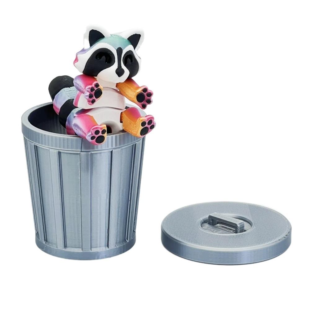 New Plastics 3D Printed Cartoon Flexible Raccoons Animals Figures Multi-joint Model Ornament Gift