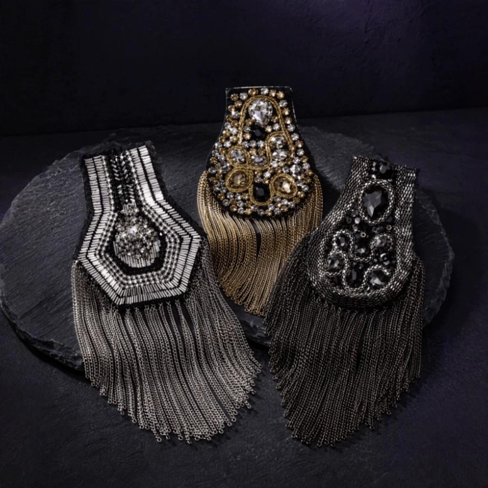 Decorative Tassel Epaulettes Rhinestone Shoulder Mark Shoulder Board Theatrical Cosplay
