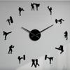 3D Large Wall Clock DIY, Non Ticking Watch Clocks Mirror Stickers Art Acrylic Karate Taekwondo