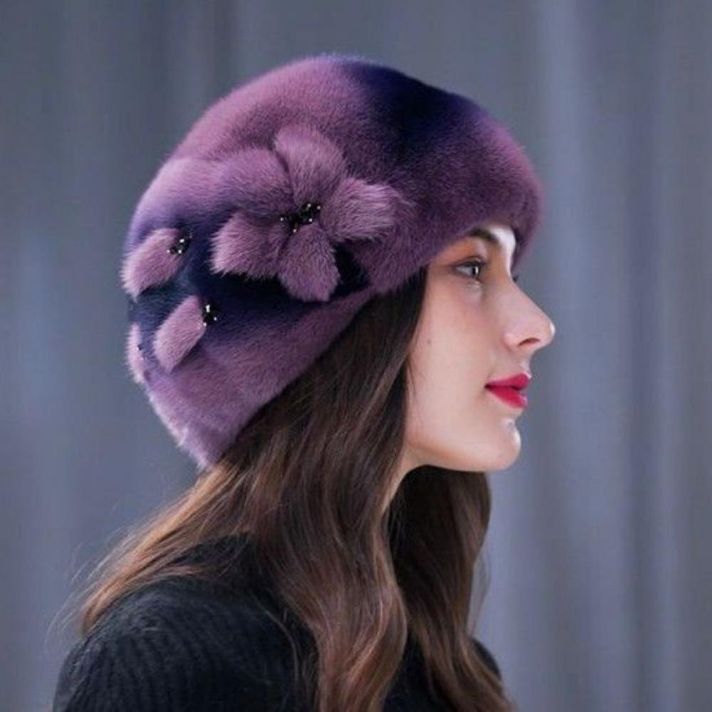 Women’s Hat High-end Hats Fashionable and Luxurious Hats Warm Ear Protection Hats for Middle-aged and Elderly People