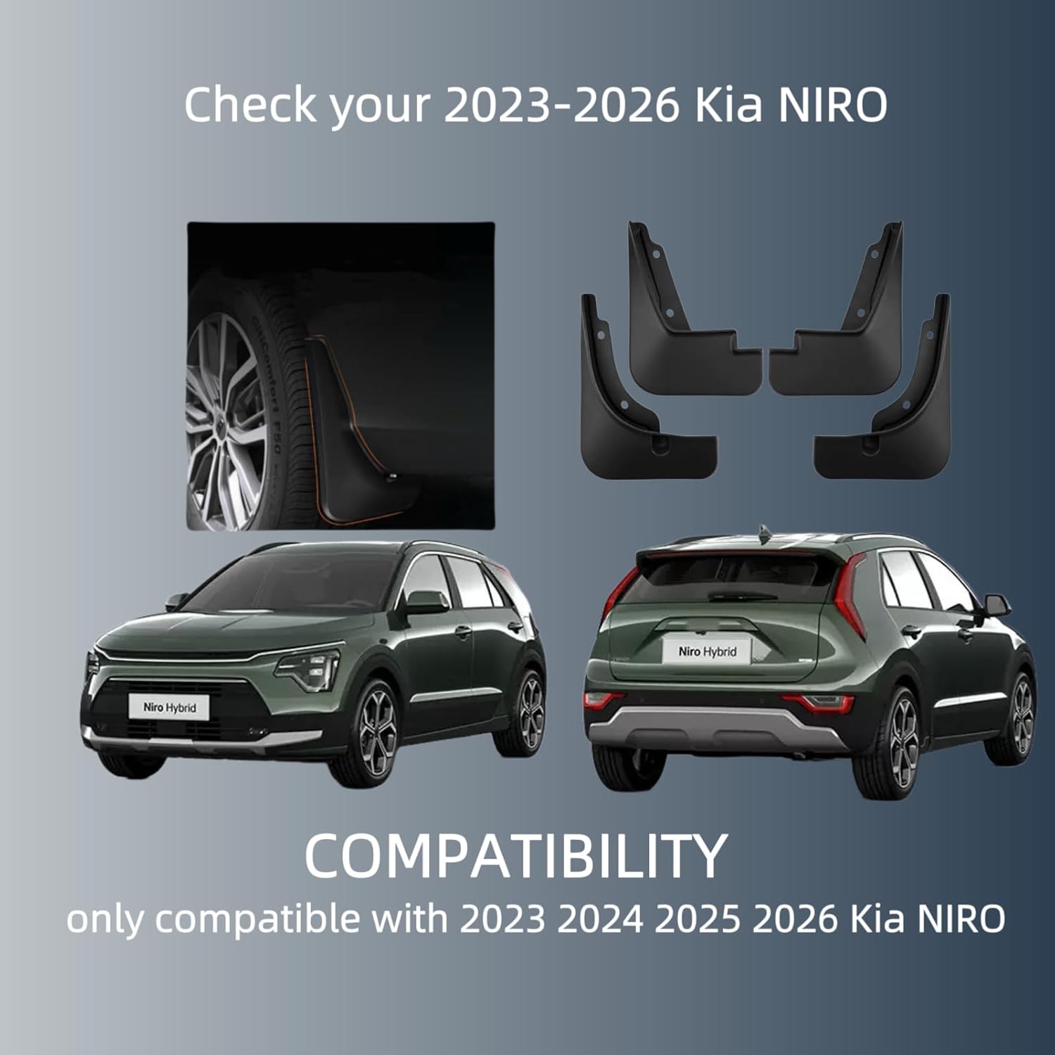 

Брызговики для Kia Niro 2025-2026, Пластиковые брызговики, Всепогодная защита шин United States