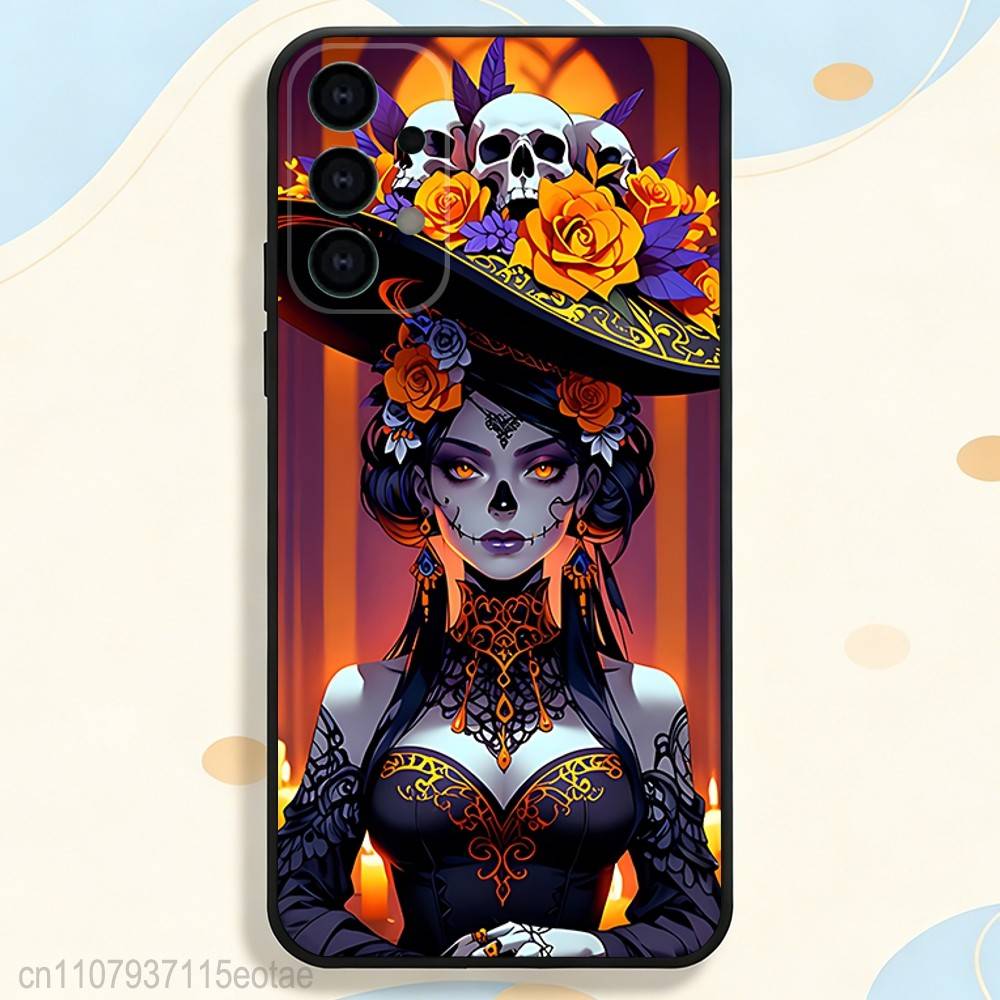 Day of the Dead Mexican Skull GIRL Case for Samsung Galaxy S21 S25 FE S24 S23 Ultra S20 S9 S22 Plus S10 TPU Cover
