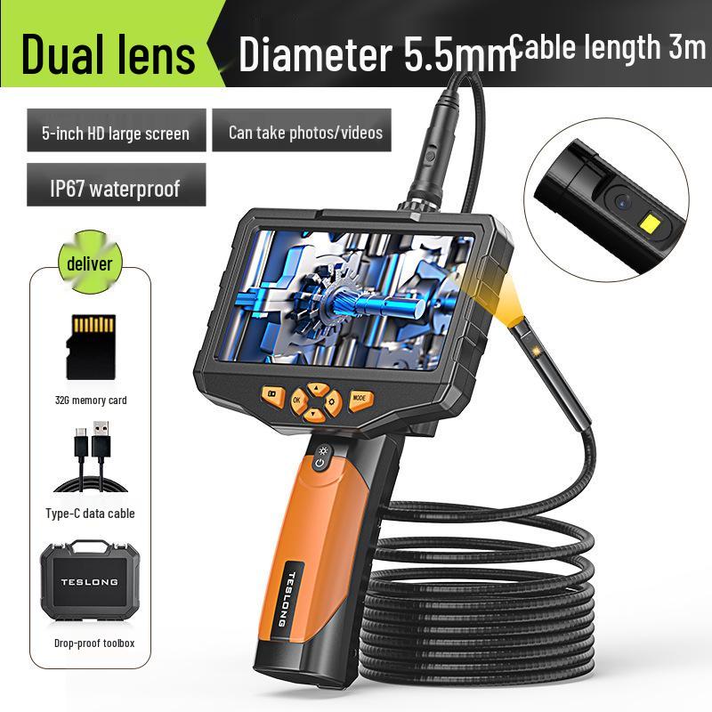 Adjustable Industrial Endoscope with 7.6mm Lens - 5m High-Definition Pipeline Inspection Tool
