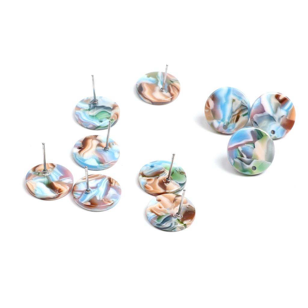 Neue Mode, Schildpatt-Steckohrringe, Acetat-Acryl-Steckohrringe für Damen, Runde Kreisstecker, Boho, Ohrring-Komponenten, 15mm
