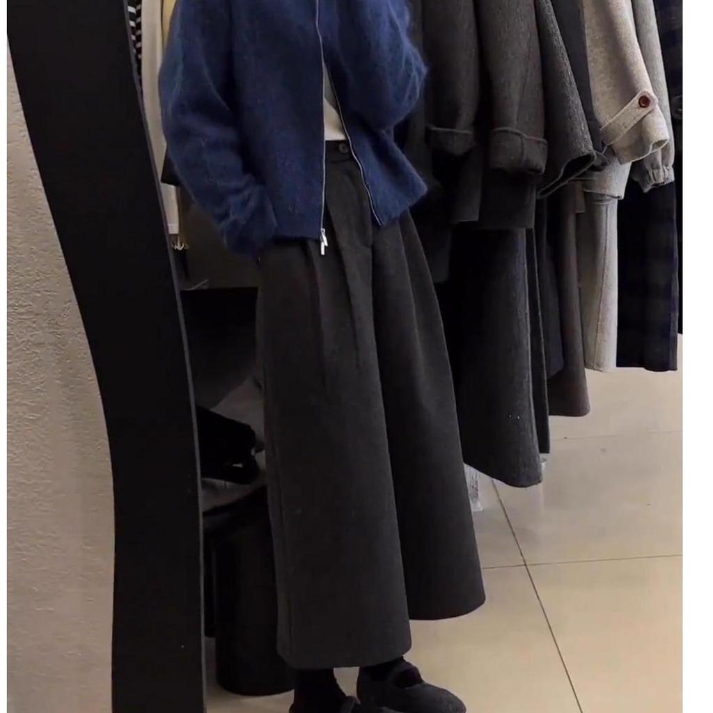 Women's High-Waisted Woolen Wide-Leg Pants - Slimming, Casual, Spring/Autumn Wear
