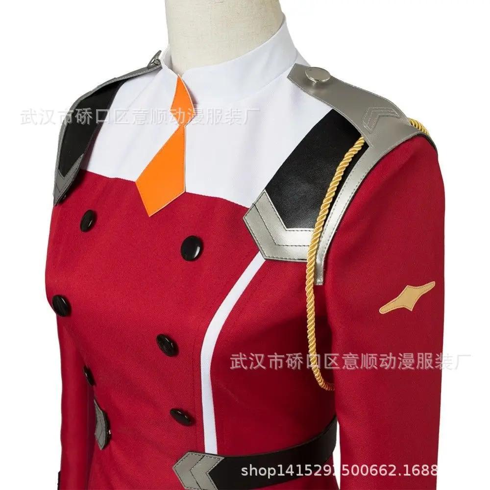 02 Zero Two Cosplay Costume DARLING in the FRANXX Cosplay 02 Dress Uniform Suits Headwear Wig Women Halloween Costume Dress