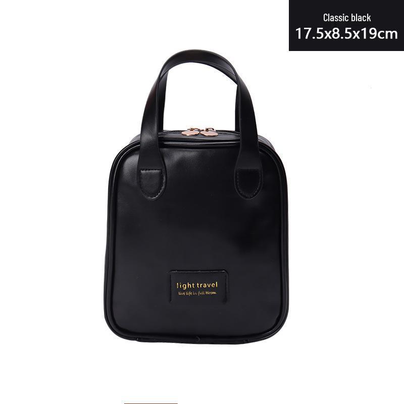 Waterproof PU Large Capacity Women's Makeup & Toiletry Bag with Partitioned Layers and Sturdy Design