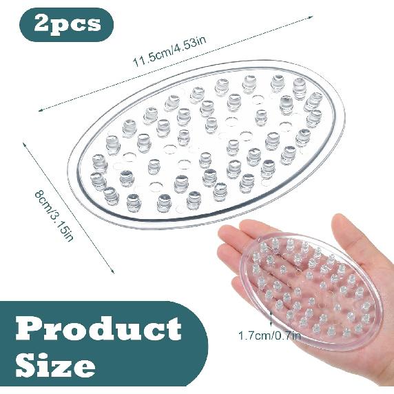 Plastic Soap Dish 2 Pack Clear Soap Dish for Bar Soap with Holes Soap Savers Soap Sponge Holder for Kitchen Bathroom Shower Counter 4.5 x 3 x 0.7