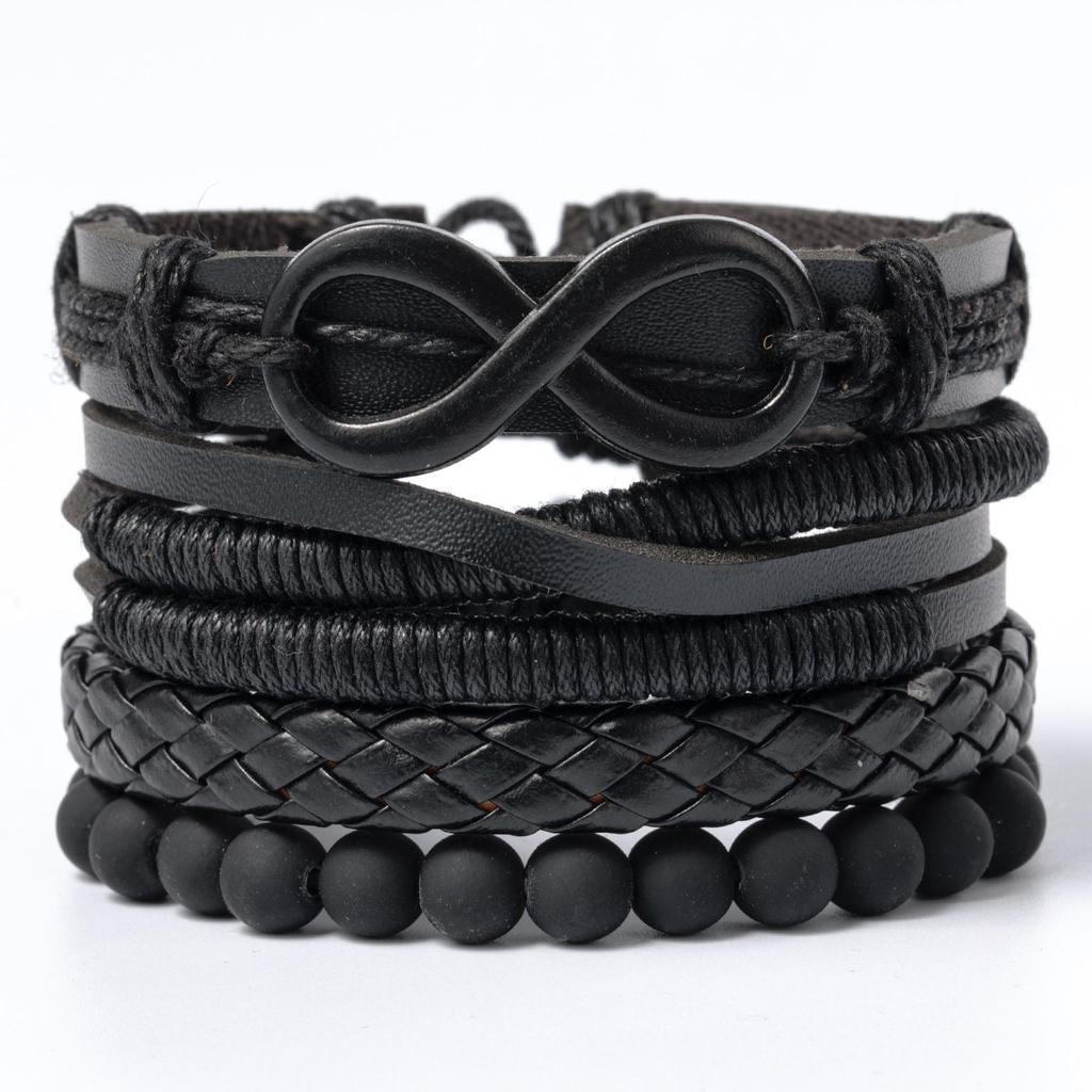Retro Multi-layer Alloy Leather Bracelet In Ethnic Style with Waxed Rope