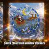 Christmas Home Window Decor Santa Sleigh Suncatcher Cling, Stained Glass Style Static Glue Free Sticker Sticker, Rainbow Film Xmas for Shop Storefront