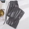Women's Summer Ice Silk Wide-Leg Pants: One or Two-Piece Set, Korean Style, High Waist, Slimming, Floor-Length.