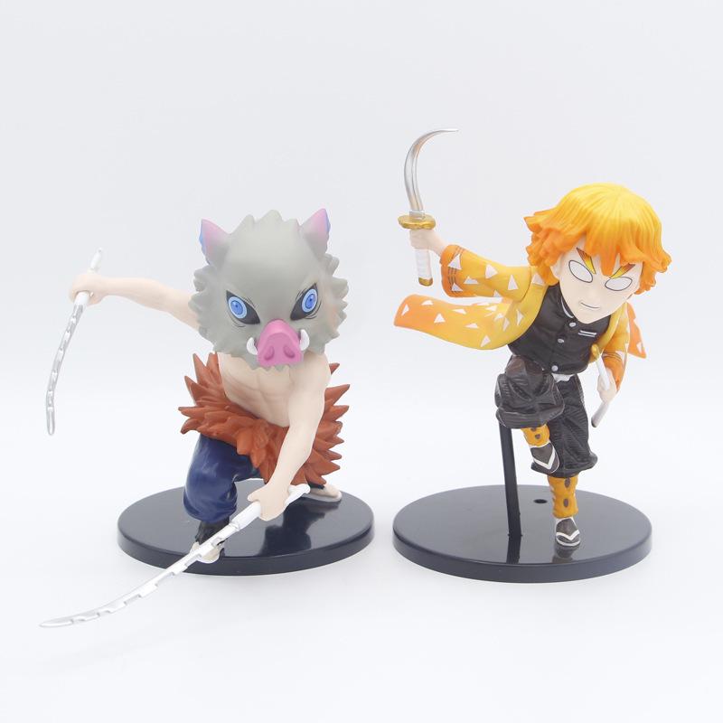 Q Version Demon Slayer Figures - Tanjiro, Nezuko & Zenitsu Ornaments In Sitting, Standing, or Kneeling Poses