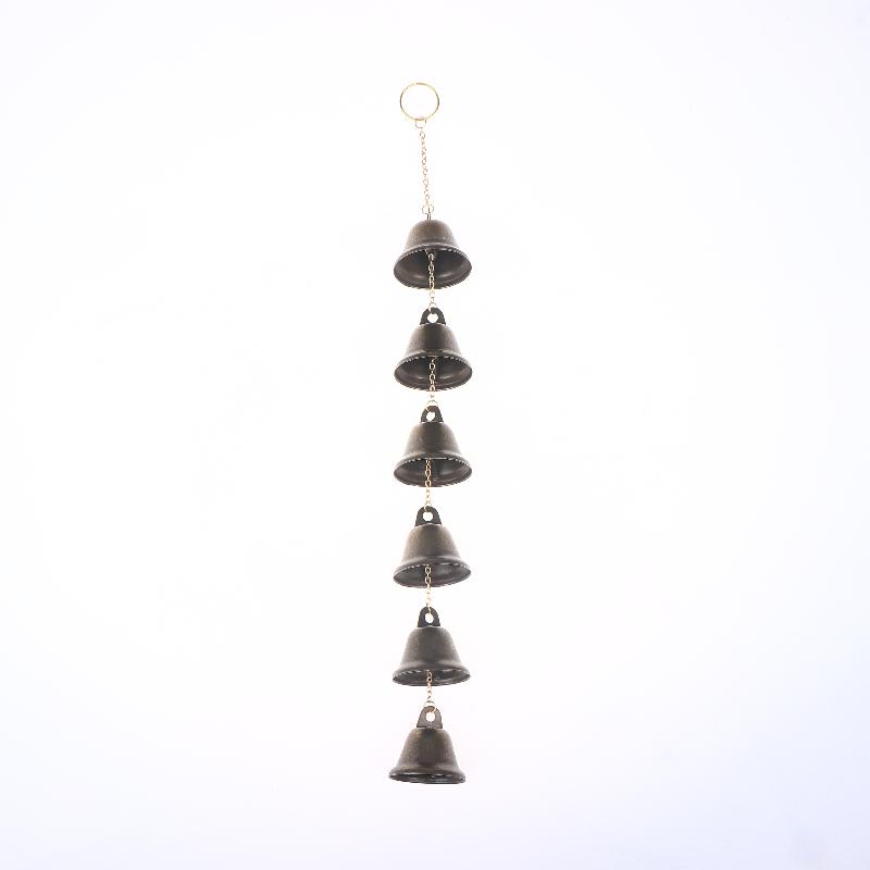 

Classic Rustic Iron Bell Handmade Metal Wind Chime - With Decorative Chain, Suitable For Courtyards, Gardens, And Walls B