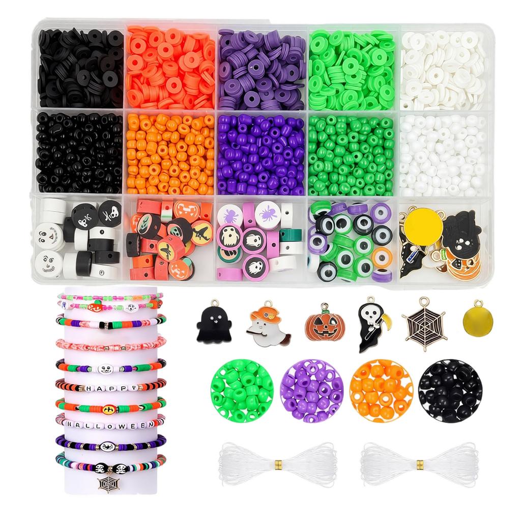 Halloween Bead Jewelry Making Kit for Bracelets with Pumpkin - DIY Set