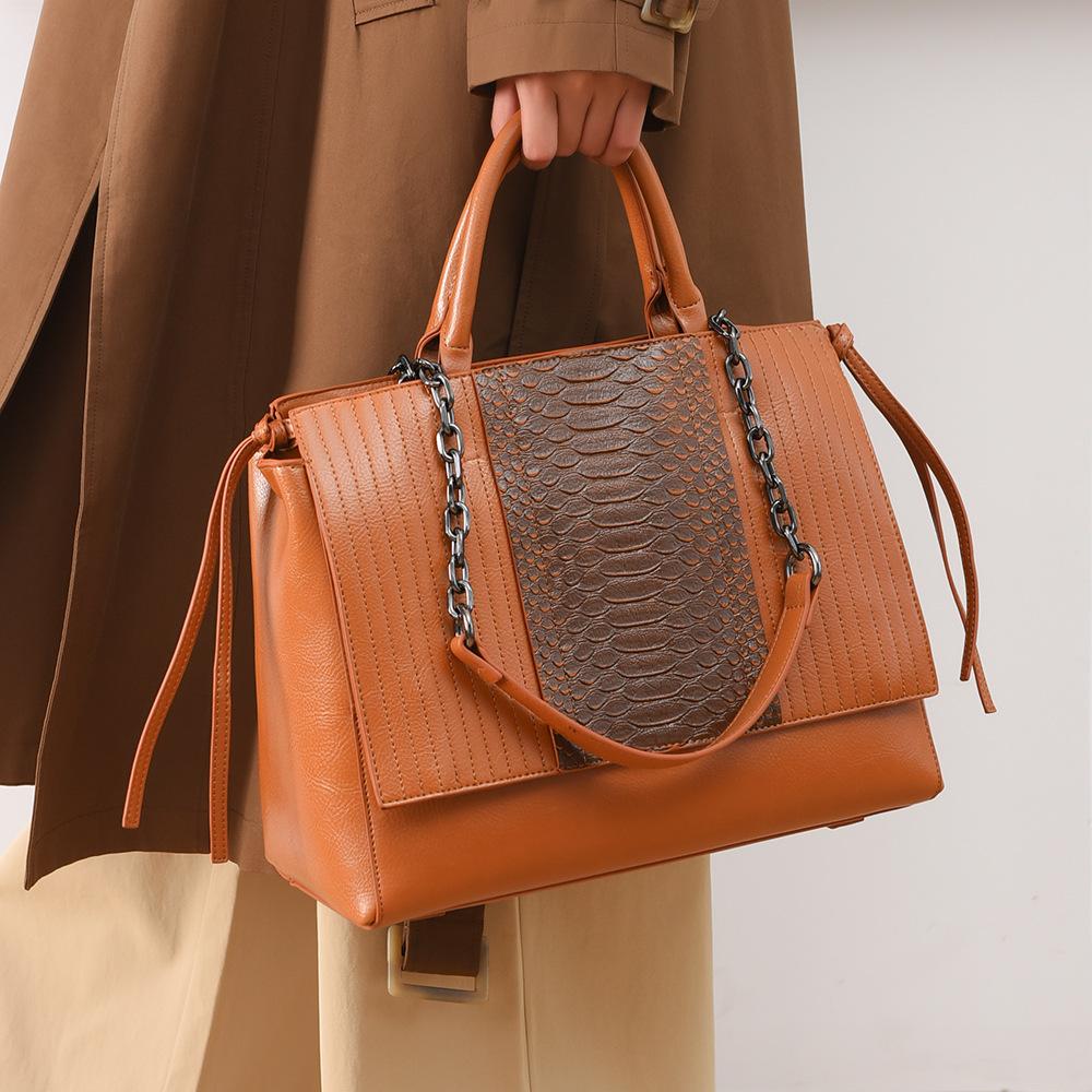 Tote Bag with Crocodile Pattern Women's Shoulder Bag, Large Capacity, High-end Feel, Women's Bag, Fashionable Temperament, Commuting Handbag