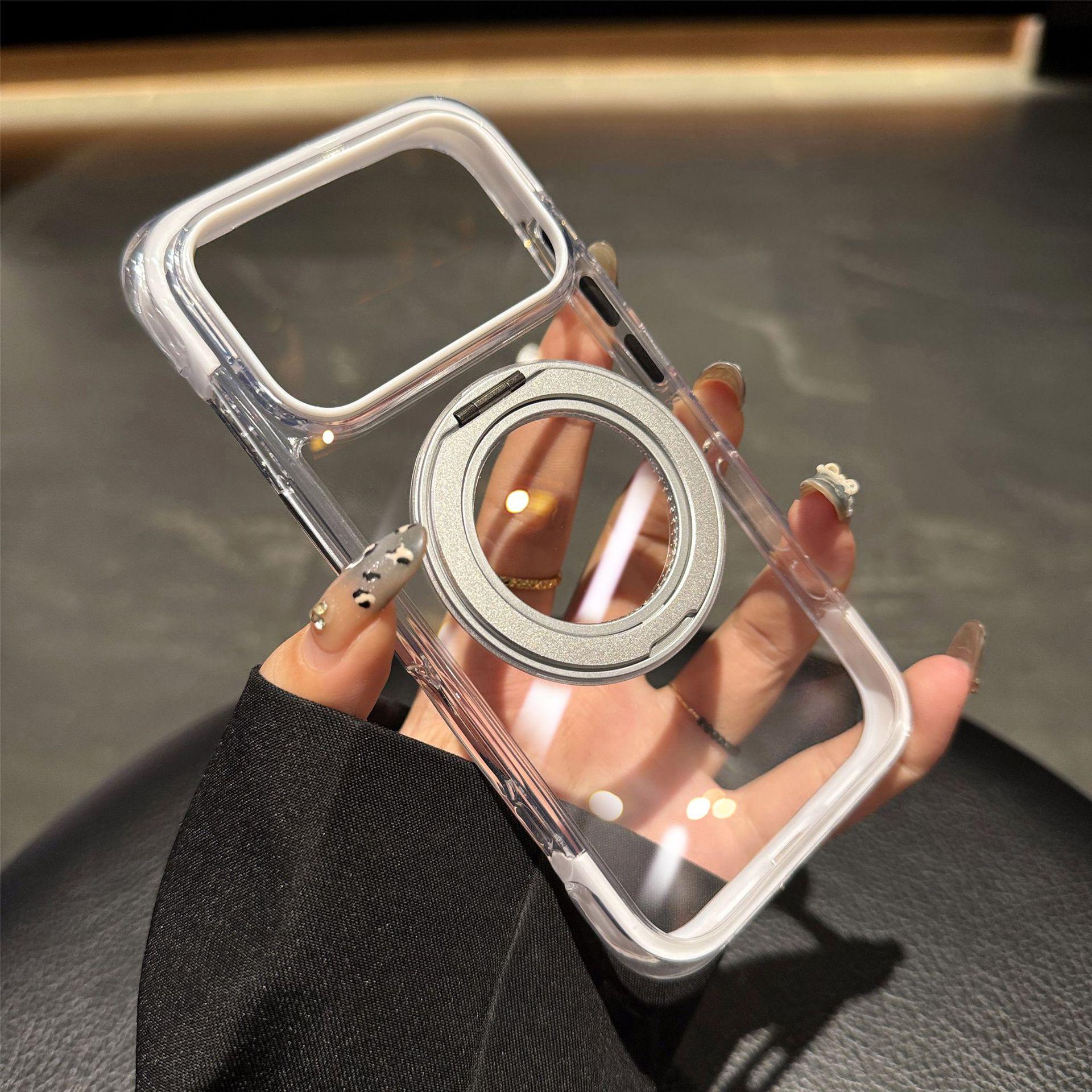 Fulcrum Magnetic Suction Transparent Airbag Drop-Proof Case with Rotating Bracket for iPhone 17 Pro Max iPhone 17 белый