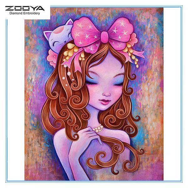 

ZOOYA DIY 5D полный квадратный горный хрусталь мультфильм девушка Алмазная вышивка картина вышивка крестом домашний декор
