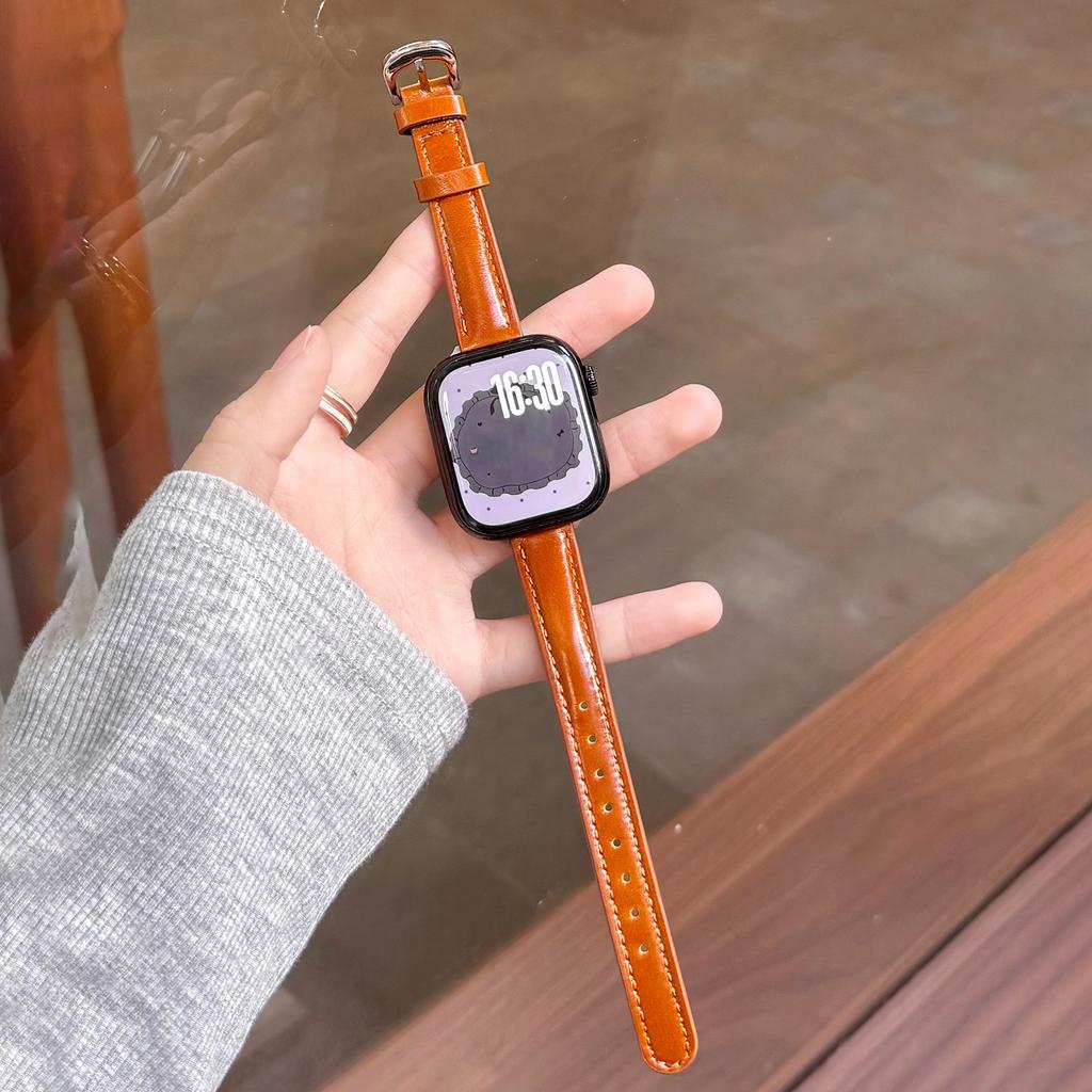 Hochwertiges geöltes Lederarmband für Apple Watch 49 46 45 44 42 41 40mm Mädchen Geschenk für IWatch Vollständige Serienmodelle S11 S10 S9 S8 S7