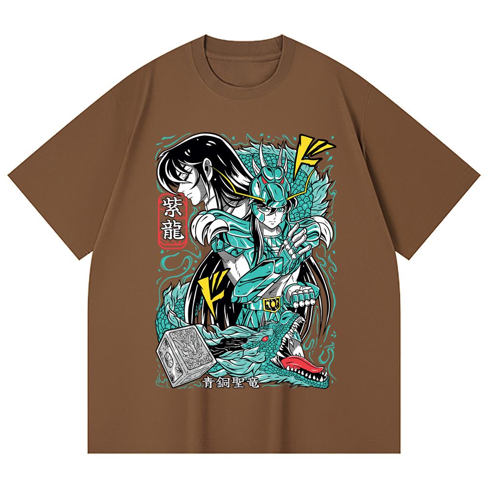 230 g/m² 100% Baumwolle Saint Seiya V8 Shiryu Druck Unisex Schweres Baumwoll-T-Shirt