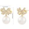 1 Pair of Cute Female Earrings, Bow Shaped Pearl Earrings, Inlaid with Synthetic Zircon Earrings, Suitable for Daily Wear and Holiday Gift Giving