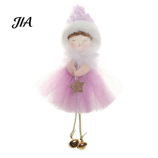 Christmas Tree Ornaments Angel Hanging Ornaments, Decorative Tulle Dress Doll Pendant Cream Aesthetic Home Accents with Bell for Xmas Wedding