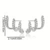 2pcs Elegant Rhinestone Three-Claw Earrings for Women Luxurious & Cute Design Earring Party Jewelry Gifts