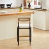 2-Pack Counter Height Bar Stools, Upholstered French Country Kitchen, Ergonomic Curved Backrest, Black & Coffee Contrast Frame, Cream Fabric Cushion