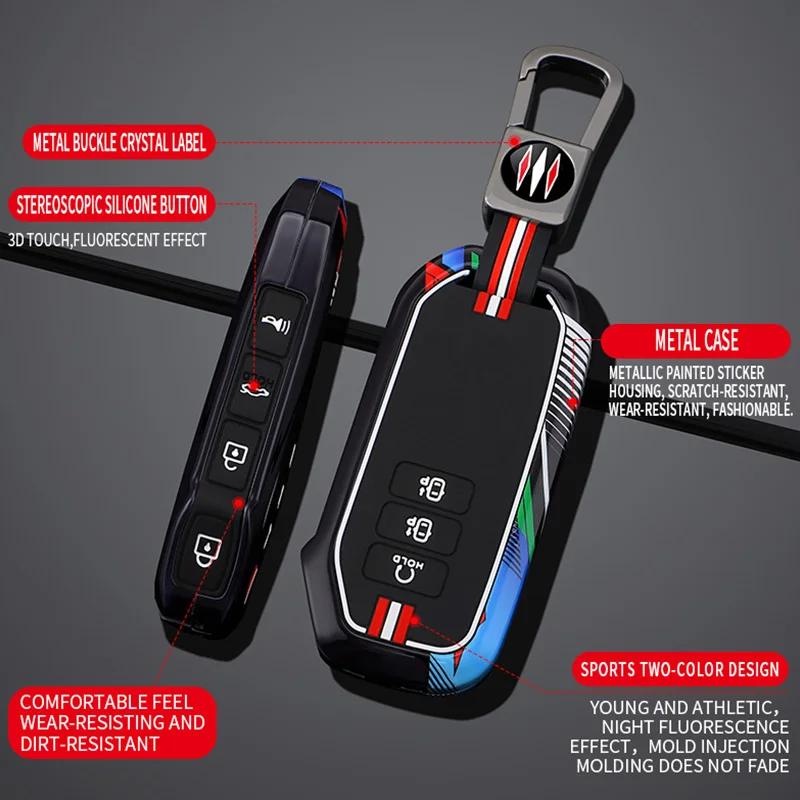 Interior Mouldings 7 Buttons Zinc Alloy Silicone Car Key Case Cover for Kia 2022 Sportage 2023 Niro Hybrid 2021 Sorento MQ4 2022