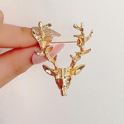 Vintage Elch Hirschkopf Brosche Anstecknadel - Elegantes Unisex-Accessoire für Anzüge, Perfekt als Weihnachtsgeschenk.
