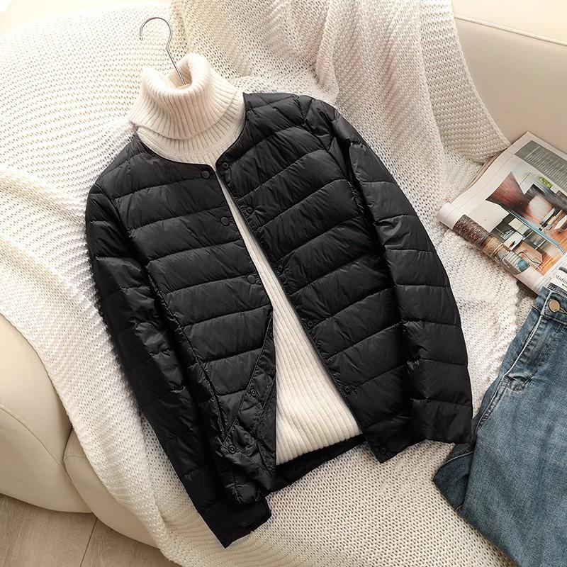 Womens Short Down Jacket V-Neck Long Sleeve Lightweight Warm Winter Coat Plus Size
