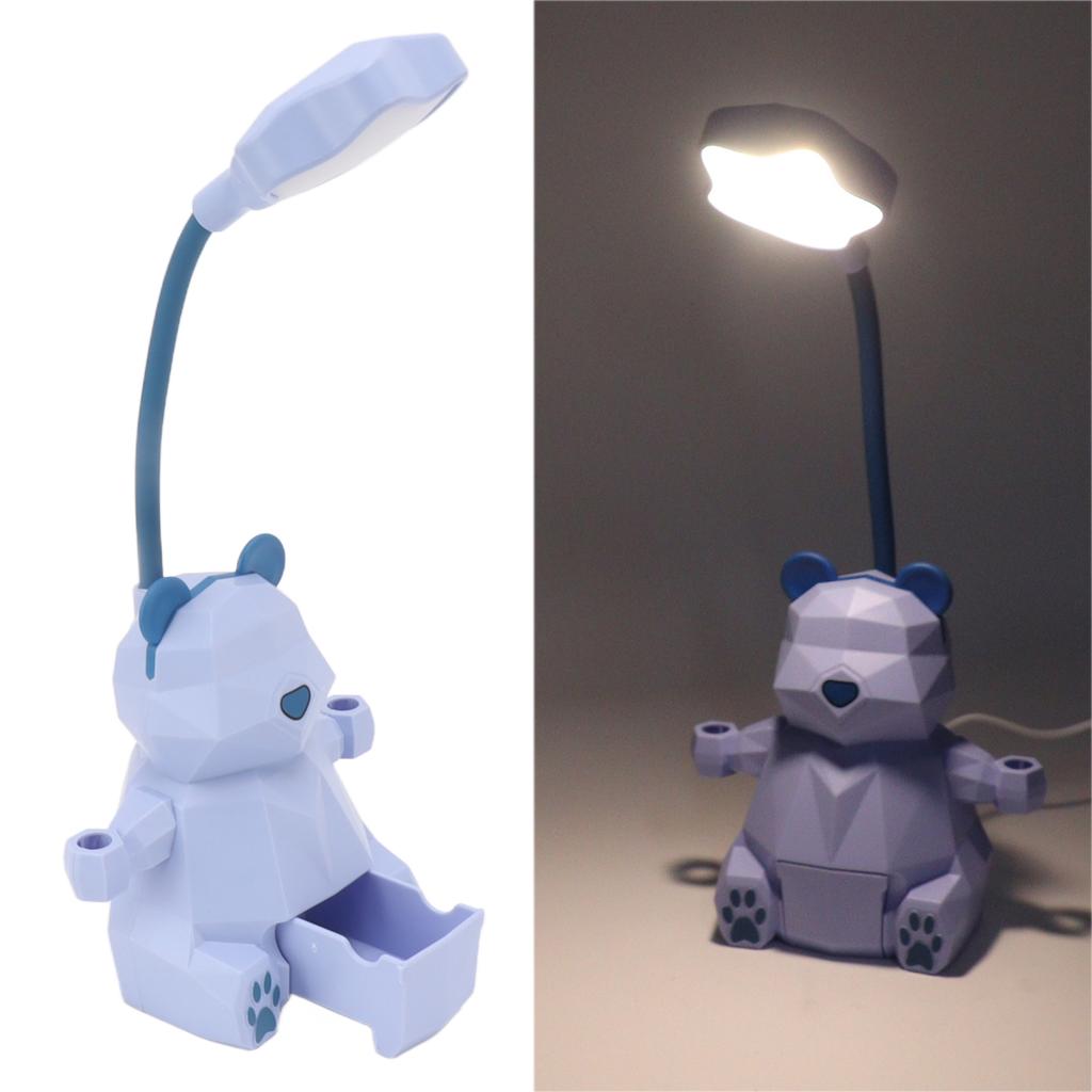 Cartoon Desk LED Light Eye Protection USB Portable 2 Modes Night Lamp with Pen Storage Box for Studying Reading