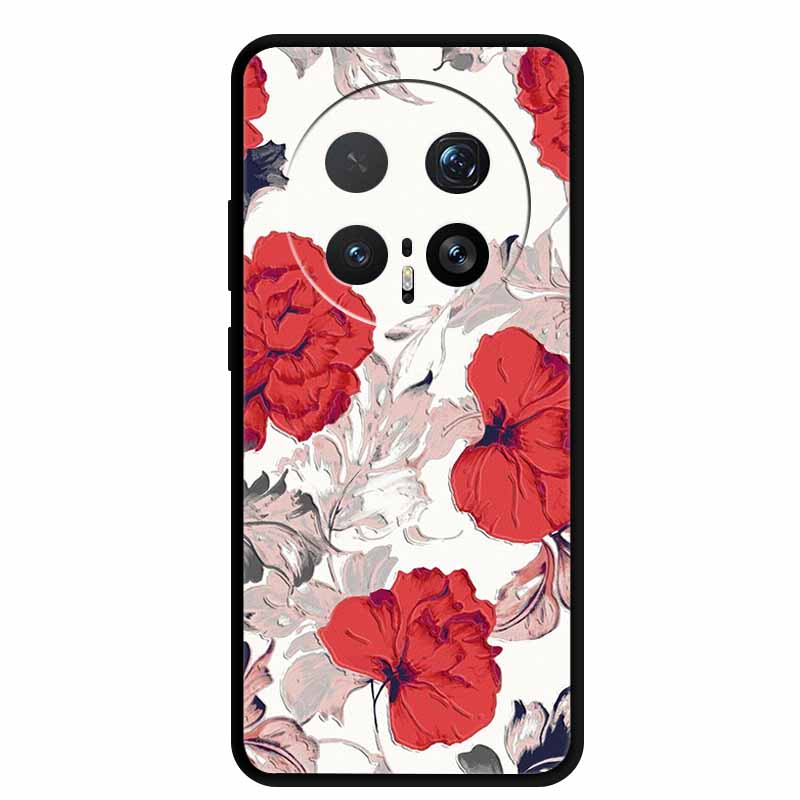 6.71" For Honor Magic8 Pro 5G Case 3D Emboss Relief Flower Black Silicone Soft Back Cover Case For Honor Magic 8 Pro Case Shells