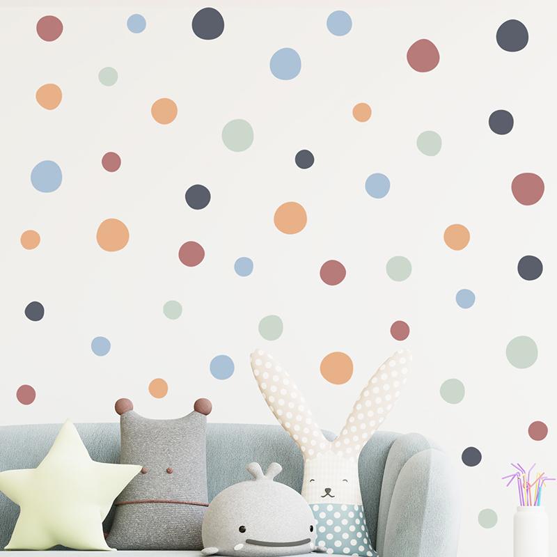 60pcs/set Polka Dots Irregular Circle Pattern Wall Stickers for Kids Room Baby Nursery Room Wall Decals School Kindergarten PVC
